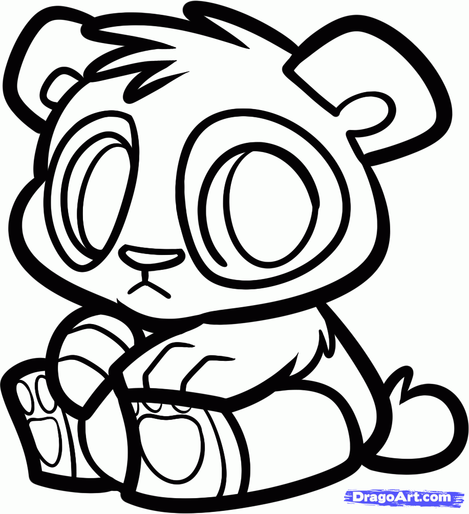 How to Draw a Baby Panda, Baby Panda Bear Cub, Step by Step ...