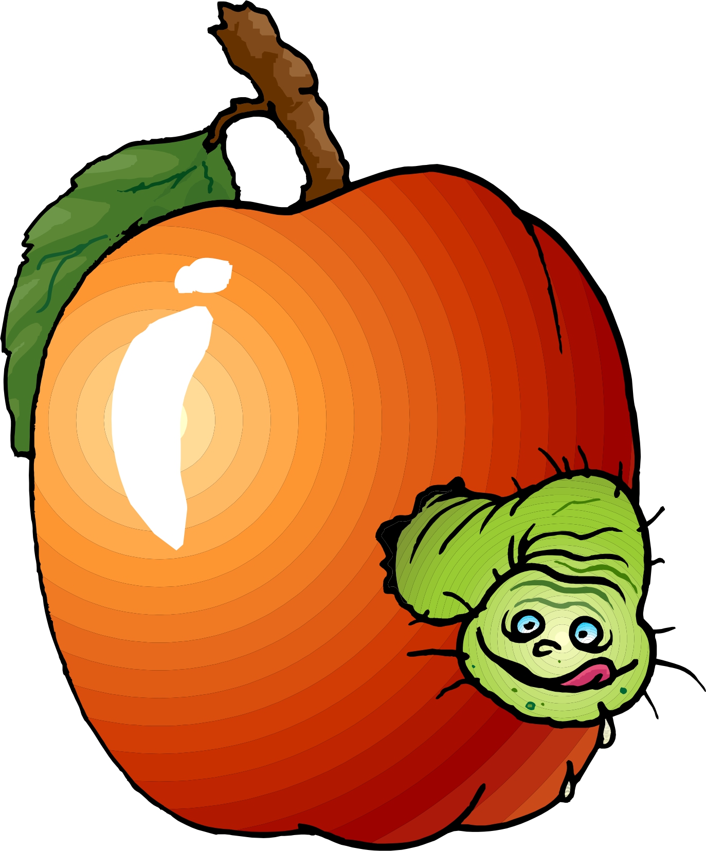 Apple With Worm Clipart