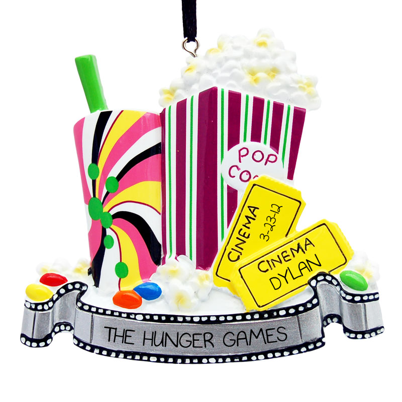 Personalized Movie Night Christmas Ornament Popcorn & Ticket ...