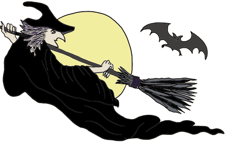 Cartoon Witch Clipart on broom, Echo's Free Halloween Clipart of ...