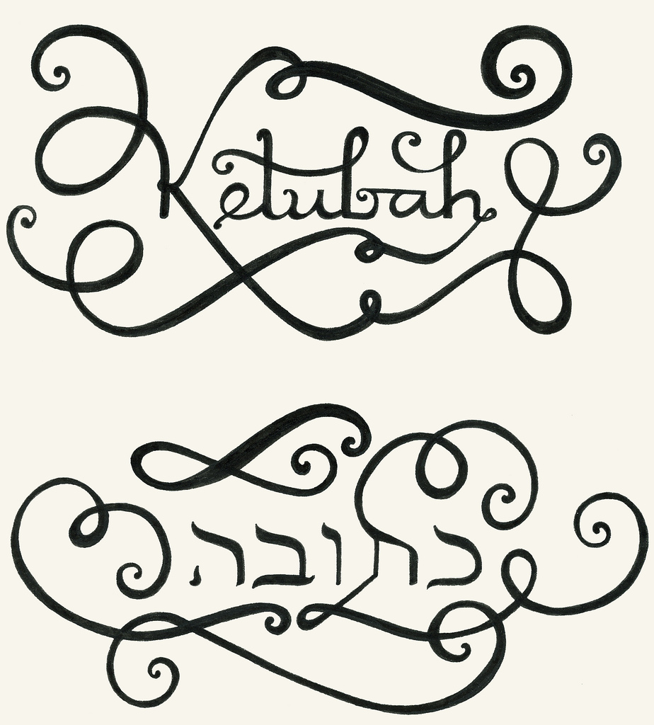 Calligraphy Flourishes in Hebrew and English for Ketubah | Flickr ...