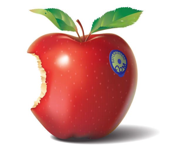 Glitter red bitten apple clipart