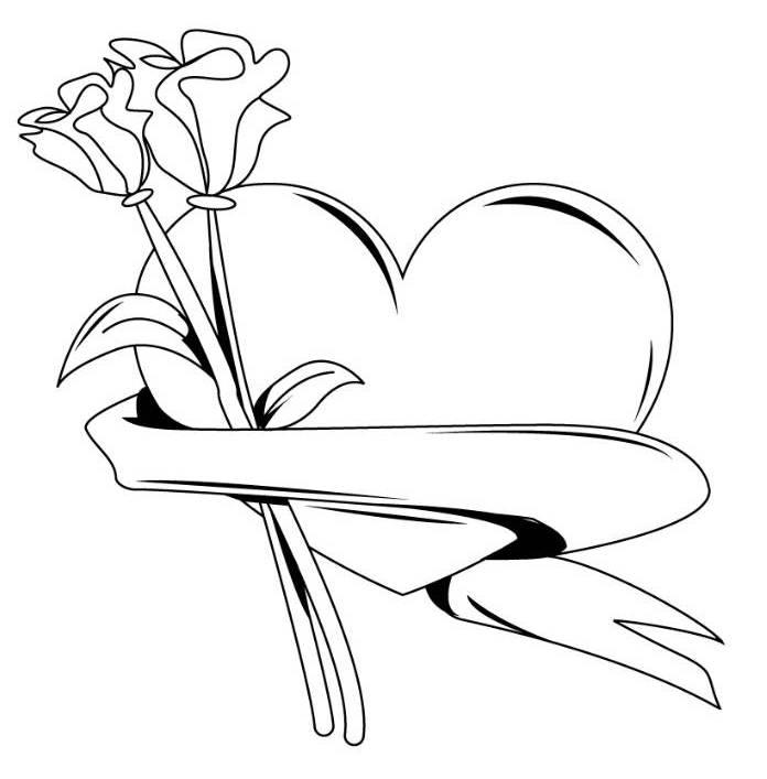 Flower And Hearts Coloring Pages - AZ Coloring Pages