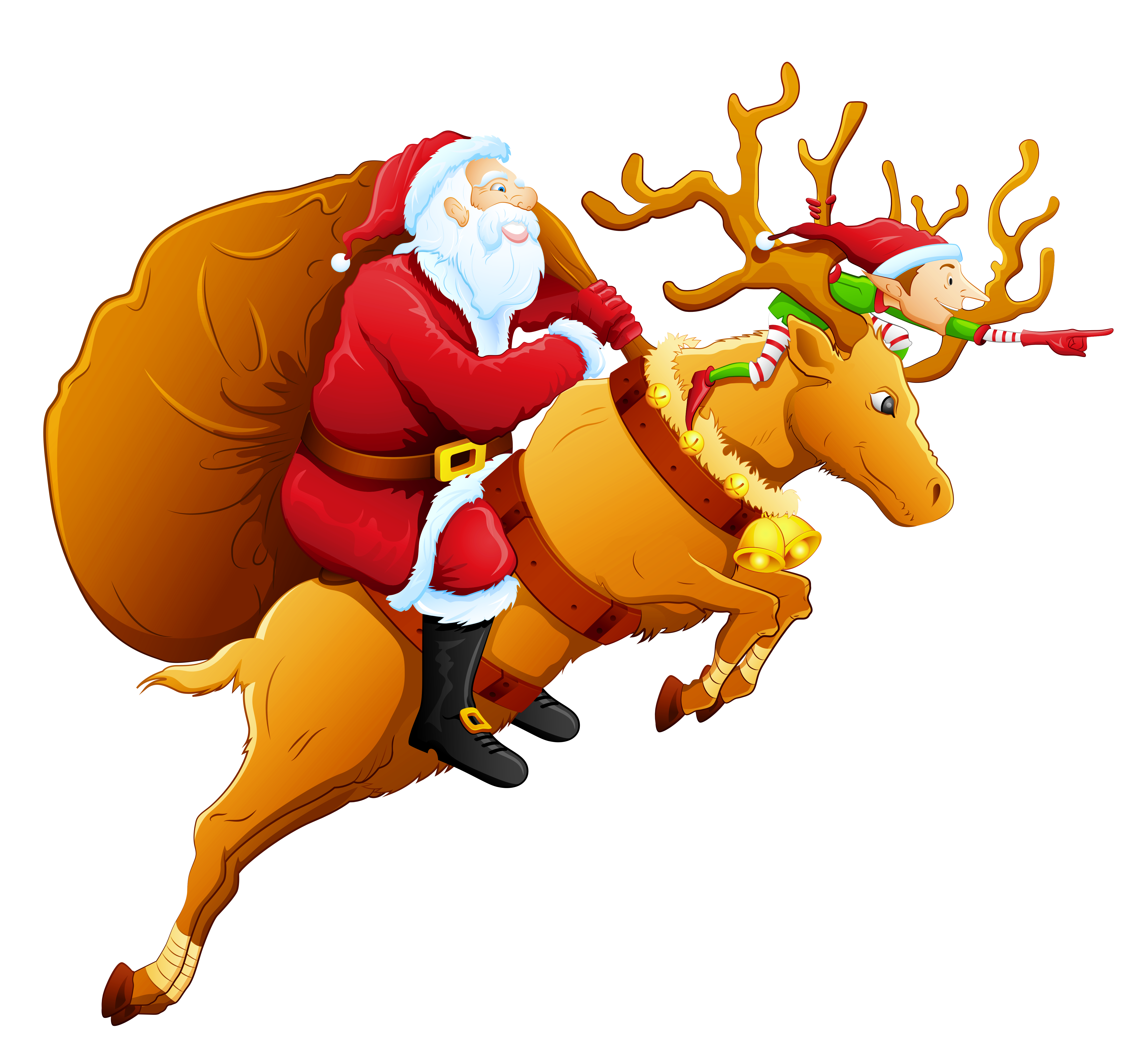 Santa and Reindeer PNG Clipart