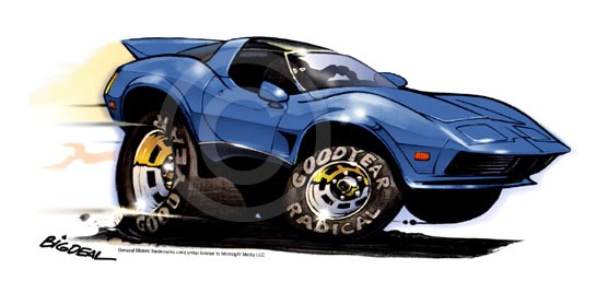 Dave Deal Muscle Car Cartoon T-Shirt #4153 C3 Corvette automotive ...