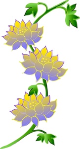 Lotus Flower Clipart Image - Beautiful Lotus Flowers On A Vine