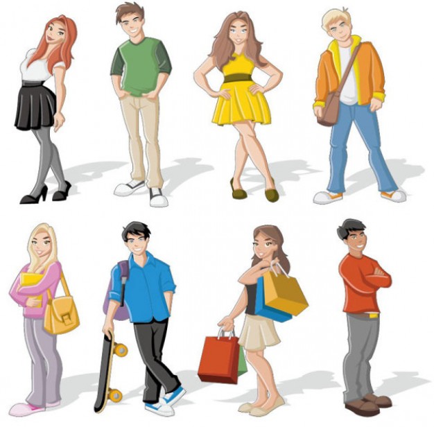 cartoon characters vector material | Download free Vector