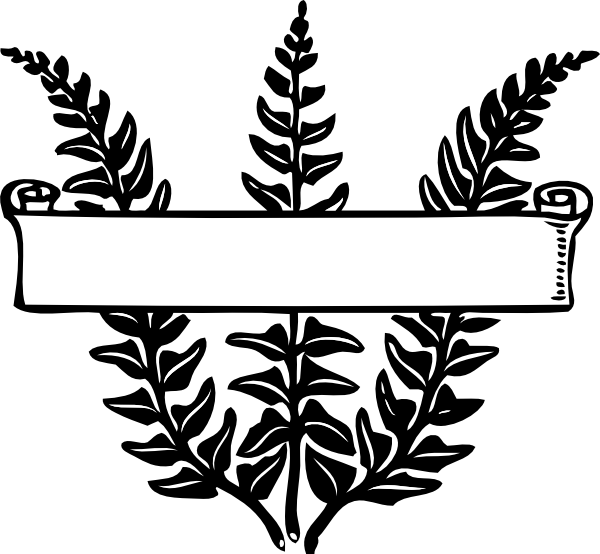Scroll Ribbon Title Over Ferns clip art - vector clip art online ...