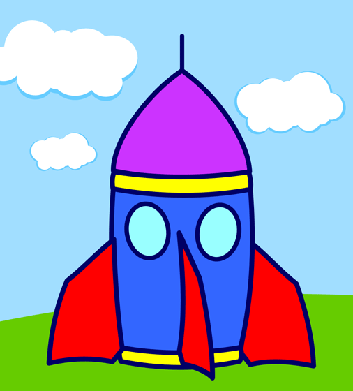 Cartoon Rocketship on Earth - Free Clip Art