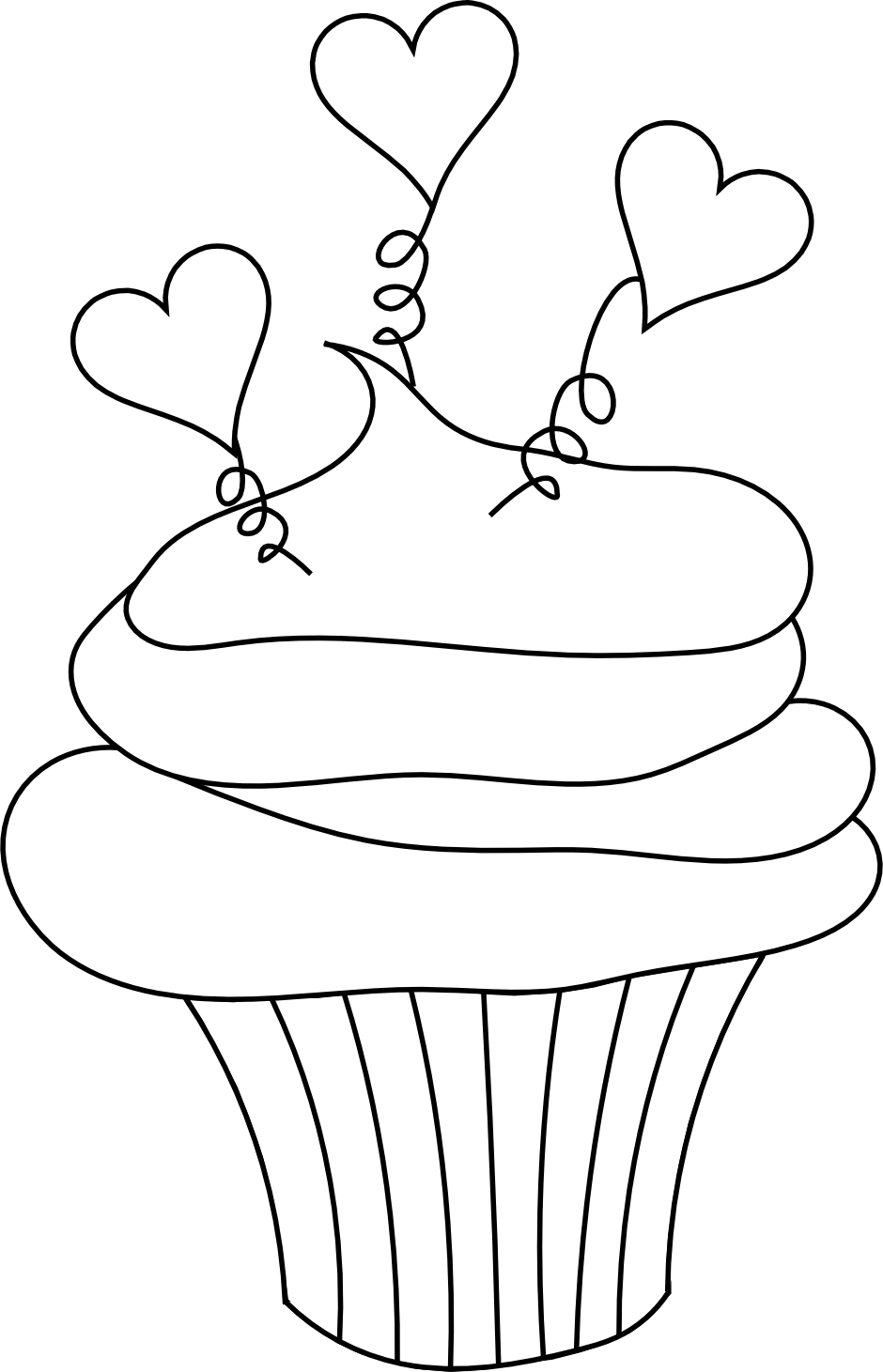 995 views Free Valentine's Day Digital Stamp - Cupcake with Hearts Free ...