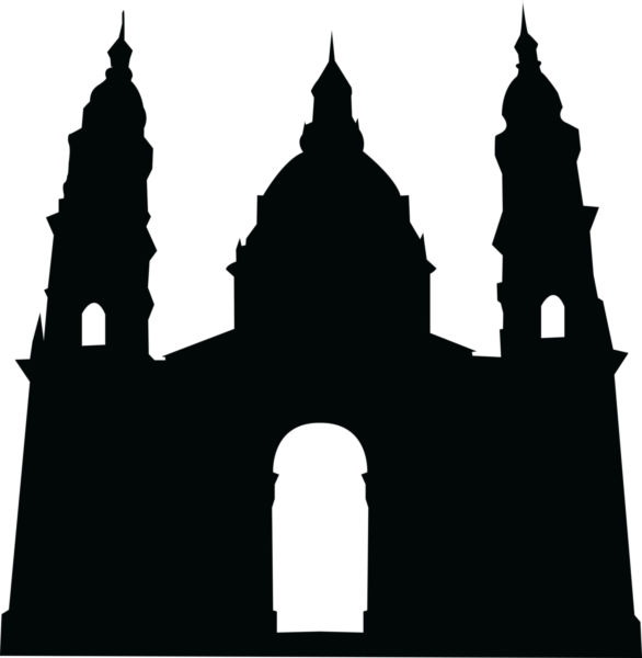 Vector image of a silhouette of church building. - stock photo free