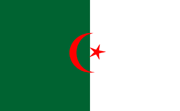 Green and white flag with half moon