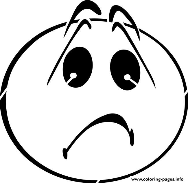 Print Worried Smiley Face emoji Coloring pages Free Printable