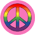 Rainbow PEACE SIGN with Pink Background--