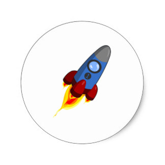 Cartoon Space Rocket Stickers | Zazzle