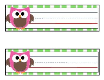 Owl Name Tags | Owl Labels, Chevron ...