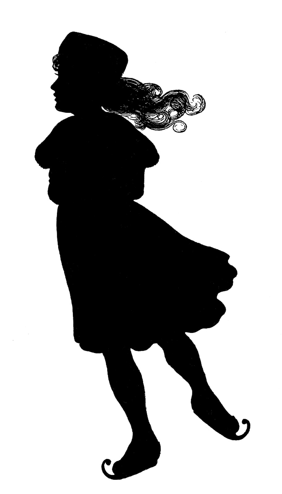 Silhouettes - Boy and Girl - Ice Skating - The Graphics Fairy
