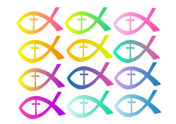 12 Digital Fish // Clipart Fish // Christian by creativeknitch
