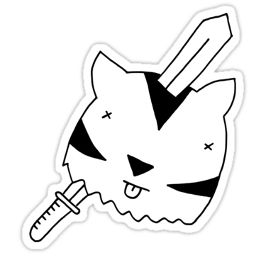 Tiger head resting on a Viking sword black and white drawing ...