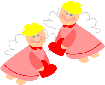 Fairy Angel Cupids with Red Hearts, free printable Valentine Graphic