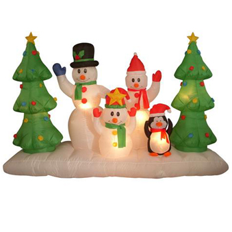 94" Airblown Inflatable Illuminated Winter Scene W/Snowman Family ...