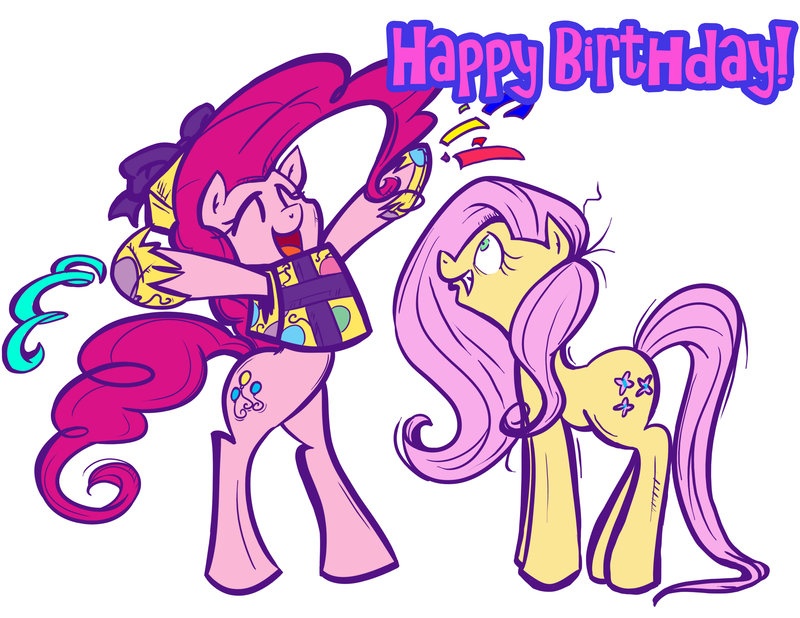 235211 - artist:bunnimation, confetti, fluttershy, happy birthday ...