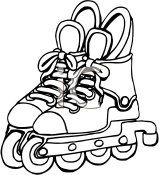 Rollerblades Black And White Clipart