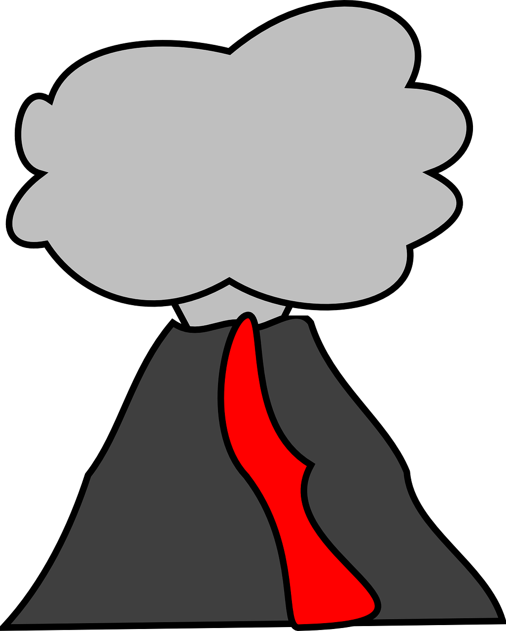 Black white volcano clipart