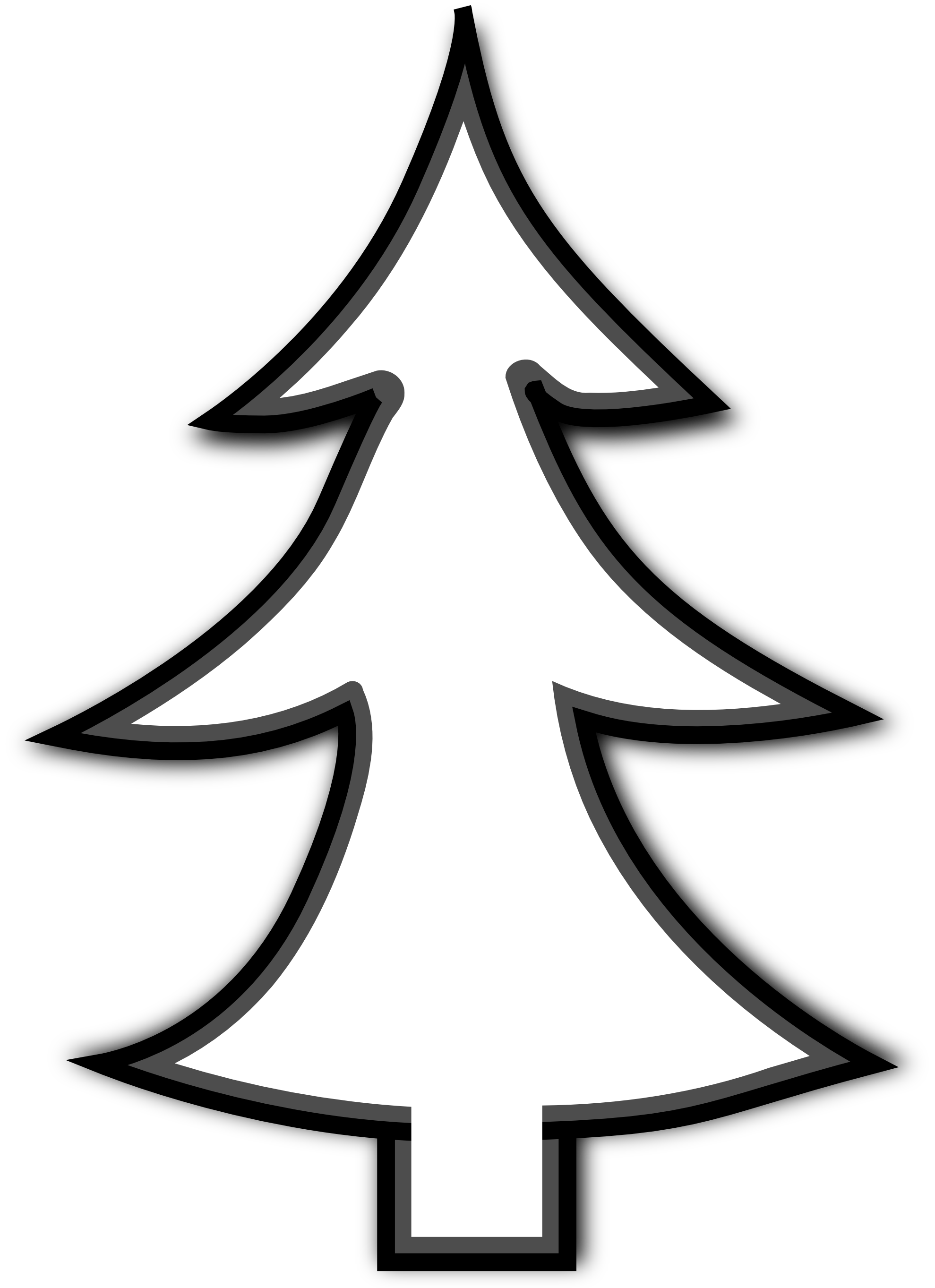 Christmas Tree Outline On Black Clipart