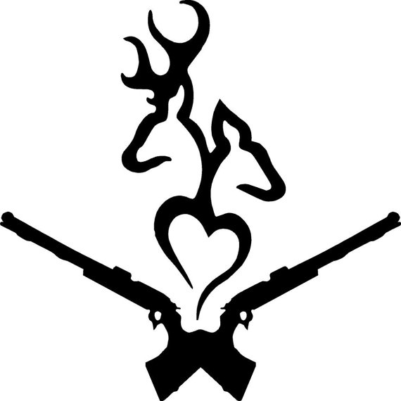 Buck and Doe Heart Decal Browning Style by GraniteCityGraphics