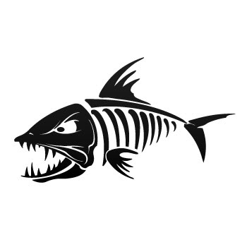 Decal Sticker Death Skull Skeleton Fishing XRX6W
