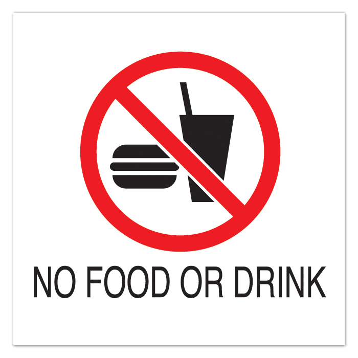 10 1/2" x 10 1/2" Plastic Sign - No Food or Drink with Symbol ...