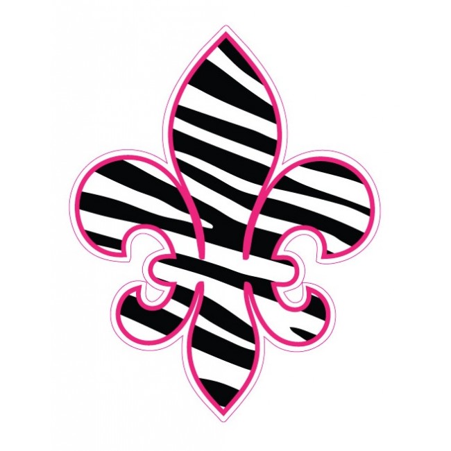 Zebra Stripe Fleur De Lis Decal