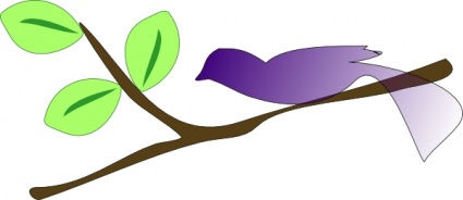 A Gradient Blue Bird On A Tree Branch clip art - Download free ...
