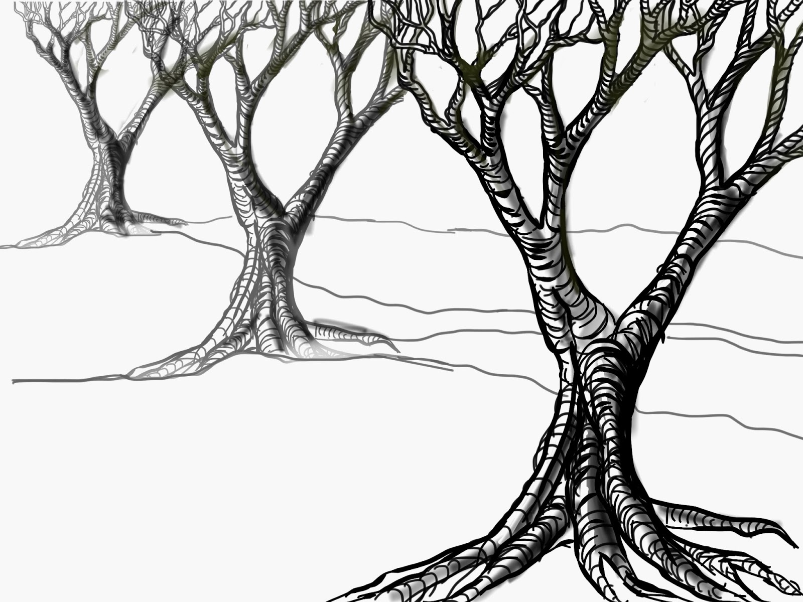 The Helpful Art Teacher: Drawing and painting trees: Light and ...