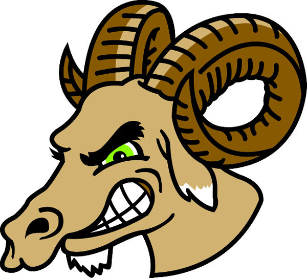 Ram Head 2 mascot team sticker. Reflect team spirit!