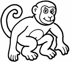 Baby monkey animal clipart black and white