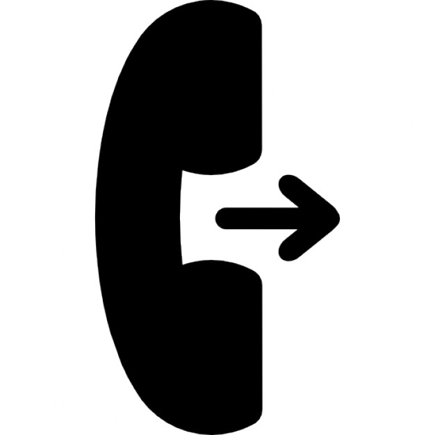 Call symbol of telephone auricular with an arrow facing and ...