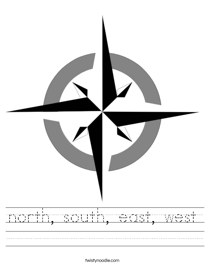 north, south, east, west Worksheet - Twisty Noodle