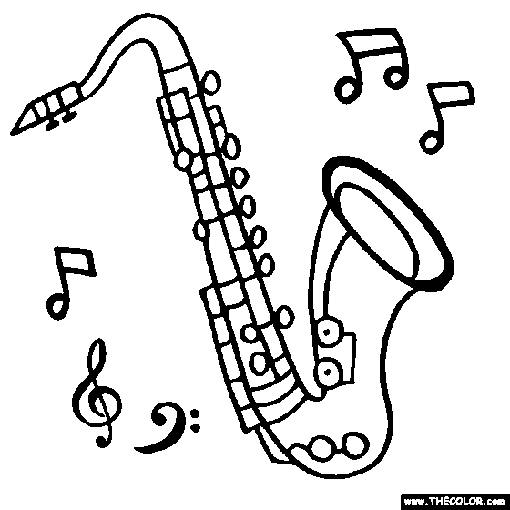 Saxophone clipart black and white
