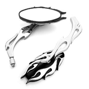 Oval Chrome CNC Billet Hot Fireball Flame Design Rear ...
