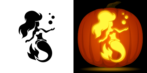 Free Mermaid Pumpkin Stencil
