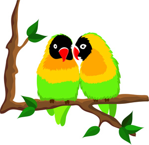 Lovebirds Clipart Image - Clip Art Illustration Of Two Lovebird ...