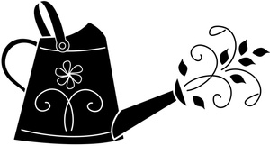 Watering Can Clipart Image - Black-And-White Silhouette of a ...
