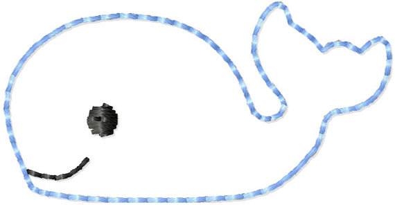 Whale Mini Felt Outline Applique Design by SimplySweetEmbroider