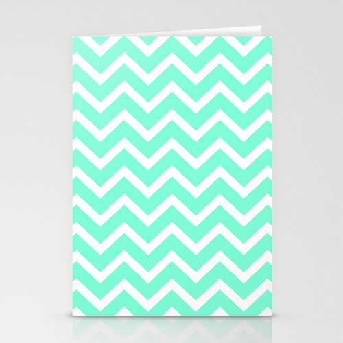 Tiffany Mint Chevron Pattern Stationery Cards by RexLambo | Society6
