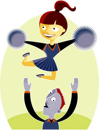 Stock Illustration - a cheerleading squad performing