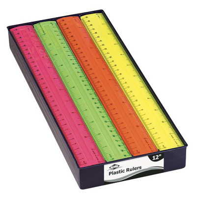 Alvin Fluorescent 12" Plastic School Drawing Rulers
