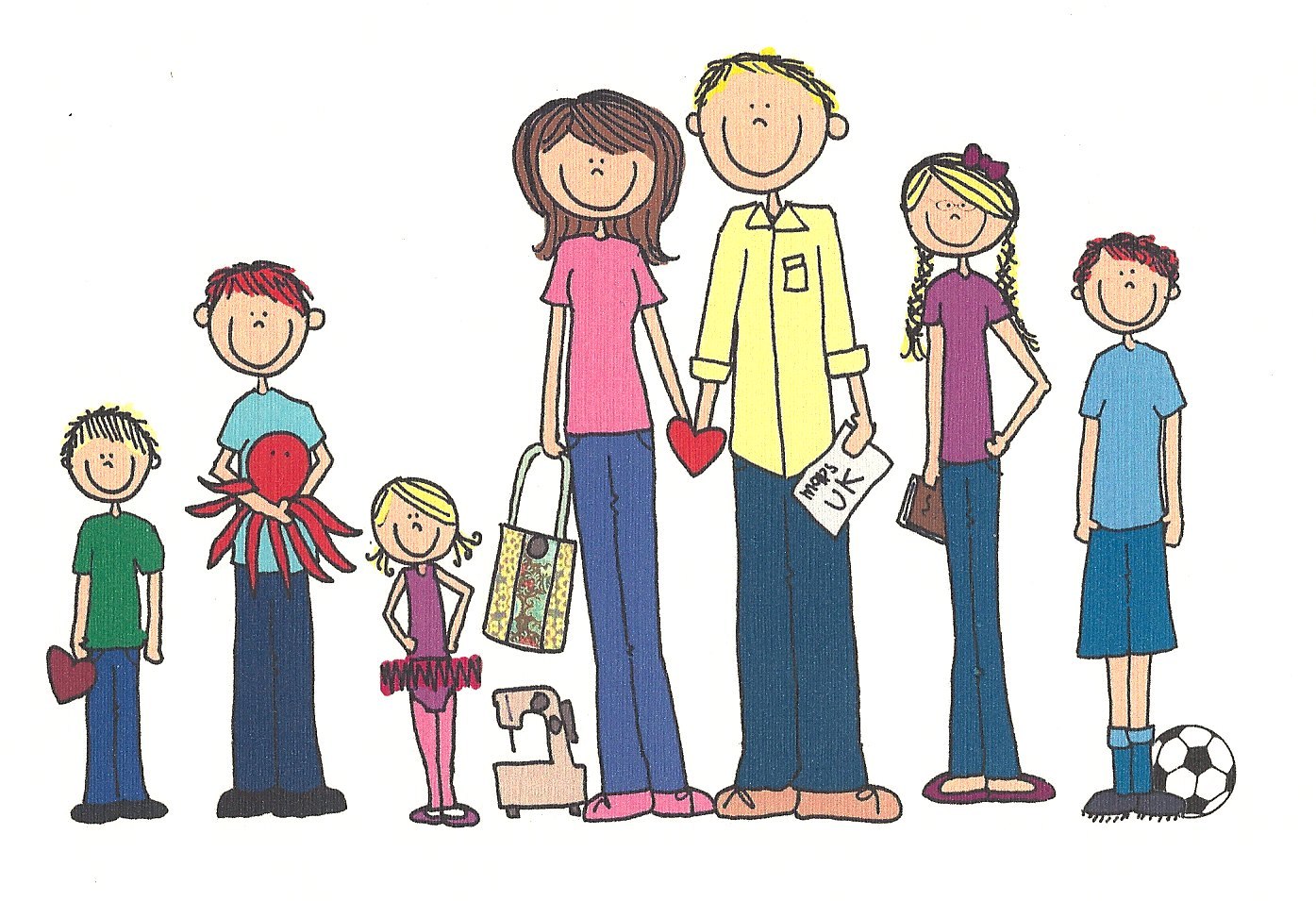 Family Of 6 Cartoon