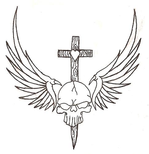 Winged Skull Outline By Soldadoporvida Fanart Central